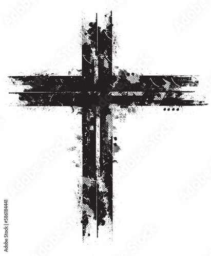 Textured Religion Cross . Christian cross . Vector