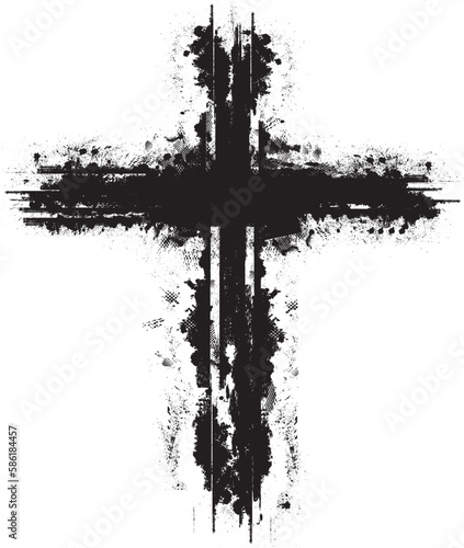 Textured Religion Cross . Christian cross . Vector