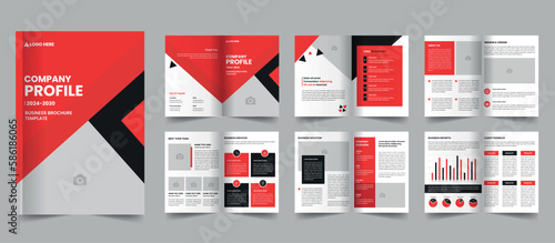 Company profile template design, corporate brochure layout design, business brochure