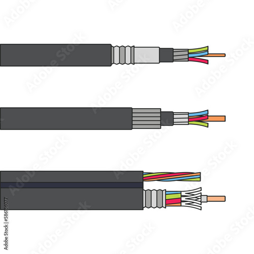 Fiber cable isolated color set icon. Vector illustration optical fibre on white background. Vector color icon fiber cable.