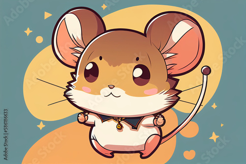 Creative cartoon illustration of little mouse
