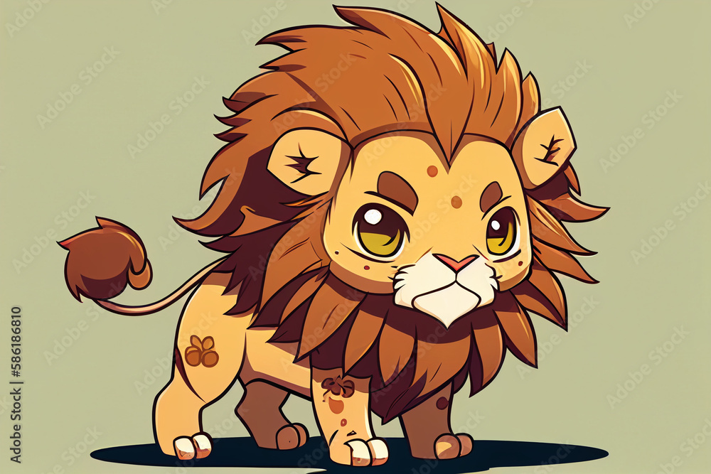 Creative cartoon illustration the lion
