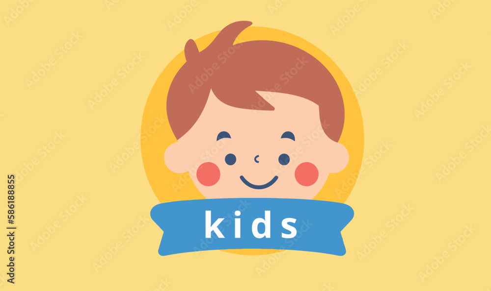 Kids logo mascot logo design illustration - obrazy, fototapety, plakaty 