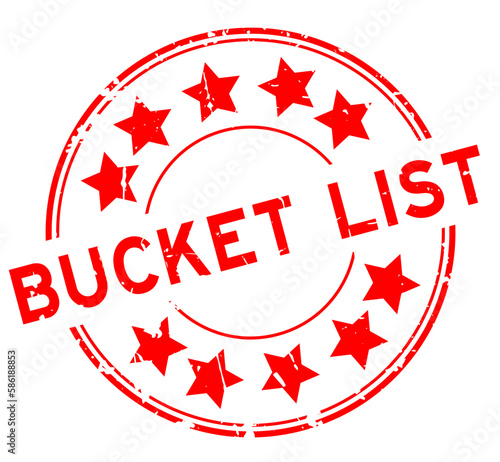 Grunge red bucket list word round rubber seal stamp on white background