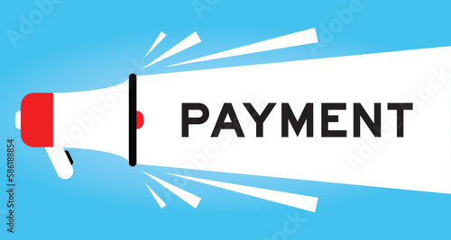Color megaphone icon with word payment in white banner on blue background