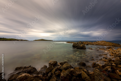 Long exposure seascape at eagean coast