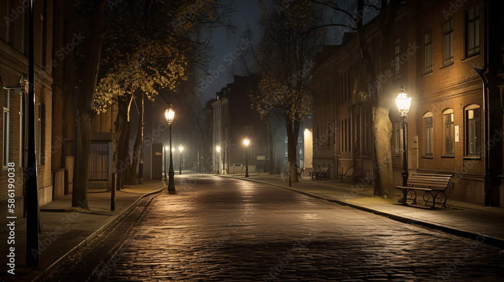 night street in the city generative ai