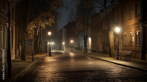 night street in the city generative ai