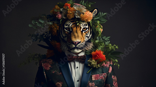 person with flowers generative ai