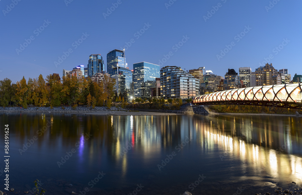 Peace Bridge in the evening time. Calgary, Canada