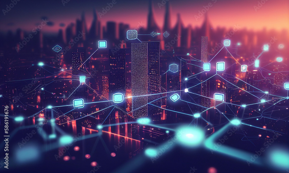 Fototapeta premium AI-generated high-tech city illustration