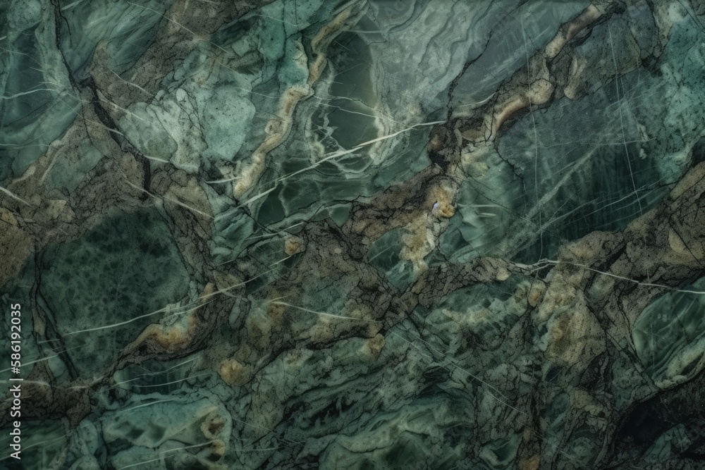 detailed close up view of a green marble texture created with Generative AI technology