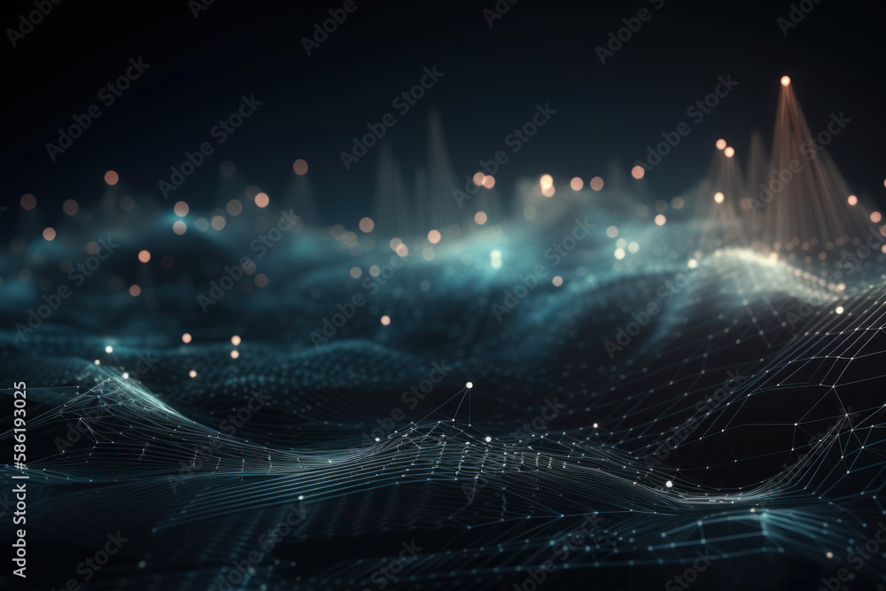 Technology abstract background. Digital line dot and colorful bokeh. Graphic art design. Generative ai Technology abstract background. Digital line dot and colorful bokeh. Graphic art design. Generative ai