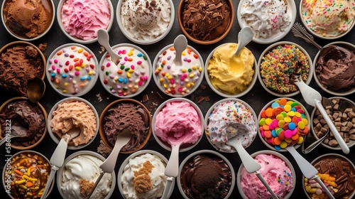 The best ice cream toppings. Large selection of ice cream toppings. Mix and match any of these ice cream toppings to make sundaes, elevated banana splits, and more. Generative AI © Nadia