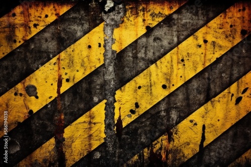 yellow and black hazard sign created with Generative AI technology © AkuAku