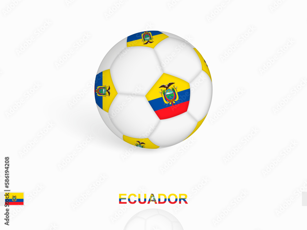 Obraz premium Soccer ball with the Ecuador flag, football sport equipment.