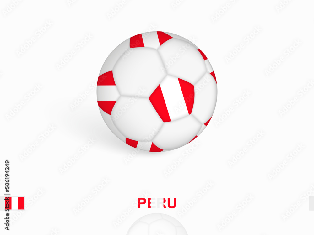 Soccer ball with the Peru flag, football sport equipment.