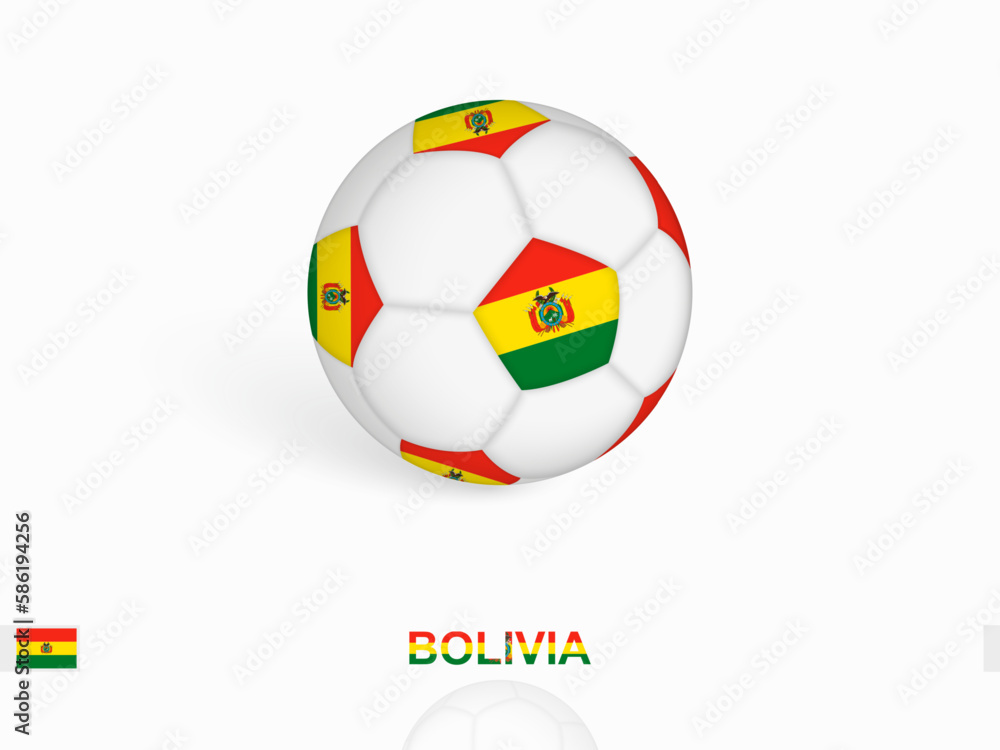Soccer ball with the Bolivia flag, football sport equipment.