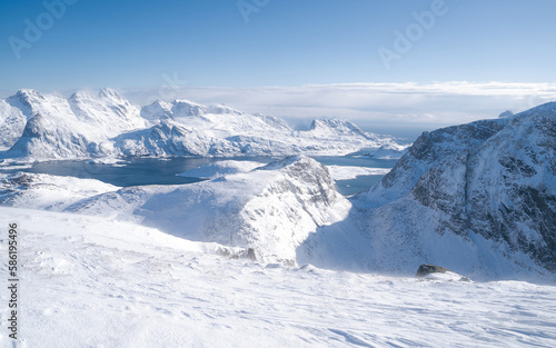 Wallpaper Mural Top of Ryten mountain peak in winter season, Lofoten island, Nordland Norway, Scandinavia, Europe Torontodigital.ca
