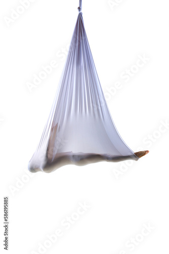 Wallpaper Mural Athletic young man lying in silk hammock, training, doing aerial gymnastics and yoga exercises against white studio background. Concept of art, sportive lifestyle, hobby, action and motion. beauty Torontodigital.ca