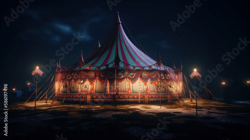Circus background. Illustration AI Generative.