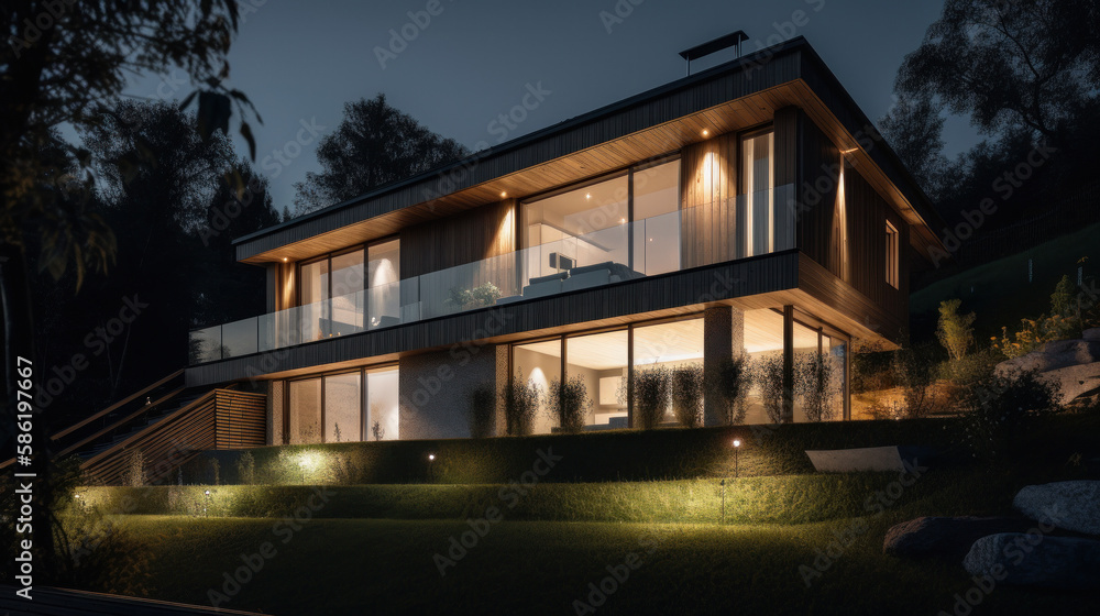 Modern house. Illustration AI Generative. Modern house. Illustration AI Generative.