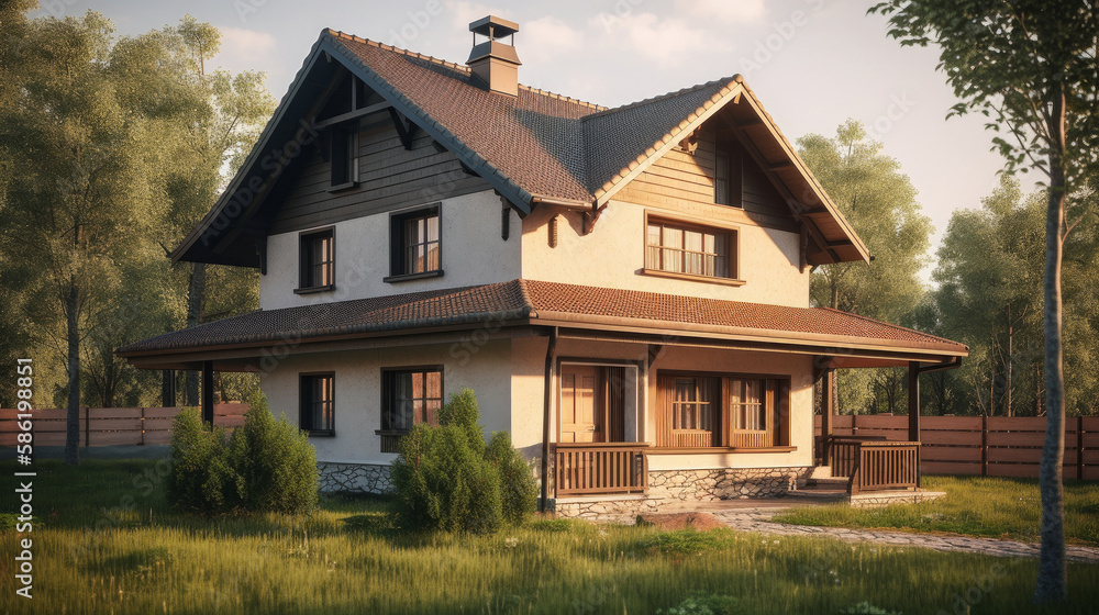 Modern house. Illustration AI Generative. Modern house. Illustration AI Generative.