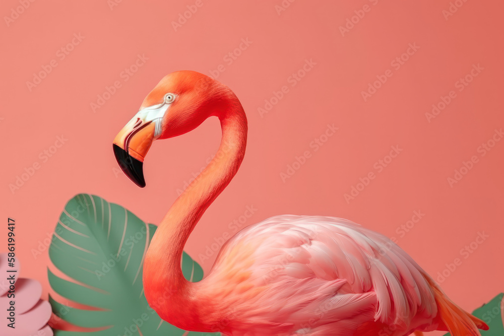 Obraz premium Flamingo and summer concept. Travel vacation and lifestyle. Generative ai
