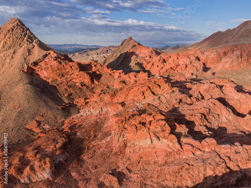 Lake Mead National Recreation Area's Bowl of Fire Rock Formations in the Morning from Above