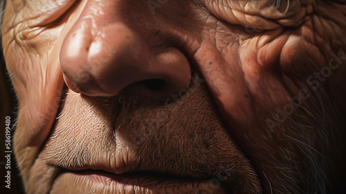 old person skin expression detail shot generative ai
