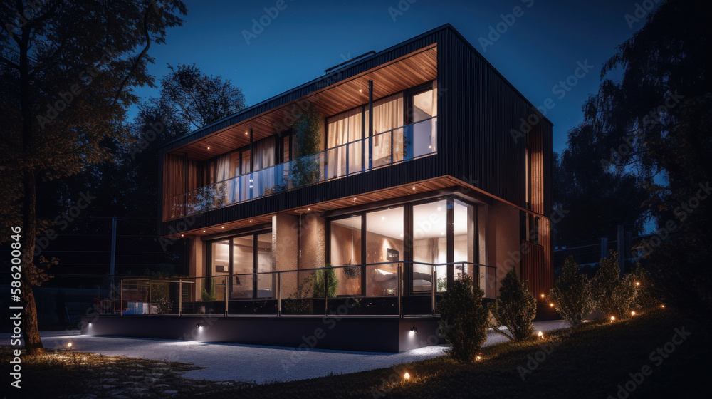 Modern house. Illustration AI Generative. Modern house. Illustration AI Generative.