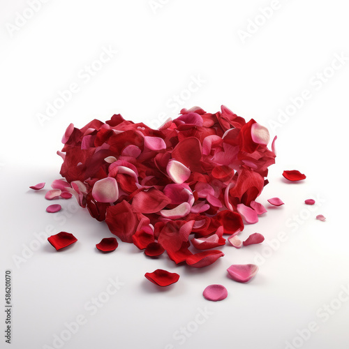 Heart from rose petals. Illustration AI Generative