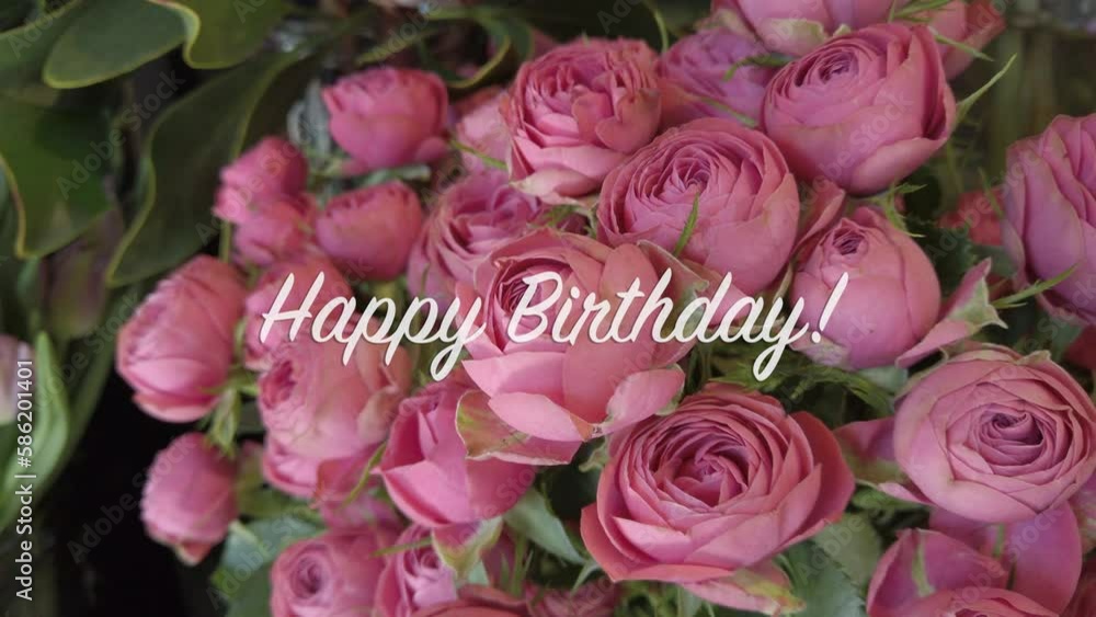 4k video of bouquet of roses with text flying in 4k video of bouquet of roses with text flying in