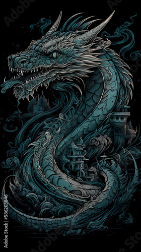 Detailed blue dragon  scale texture. Generative ai