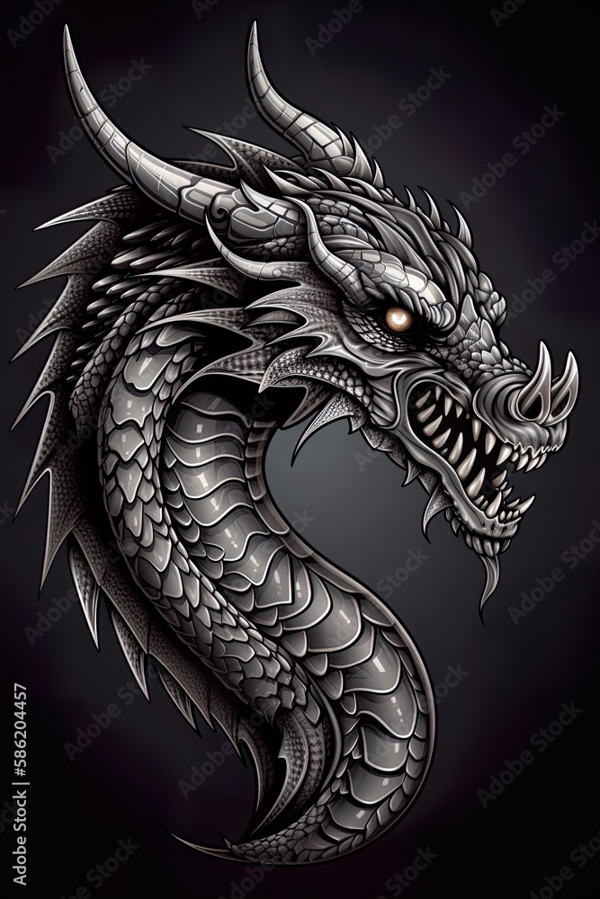 Dragon illustration, detailed t-shirt design. Generative ai Dragon illustration, detailed t-shirt design. Generative ai
