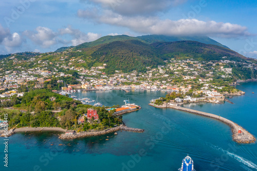 Aerial view of Porto d'Ischia town at Ischia island, Italy photo