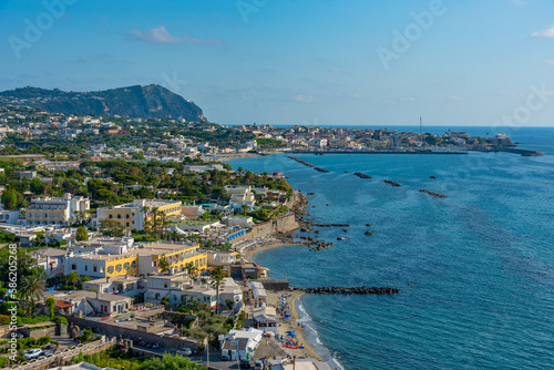 Panorama view of Italian city Forio at Ischia island photo