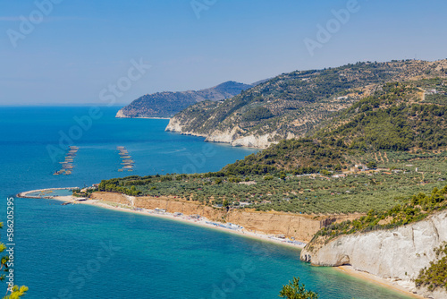 Aerial view of the Gargano coast in the province of Foggia, Apulia, Italy