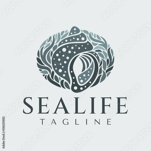 Luxury abstract sea oyster logo design branding