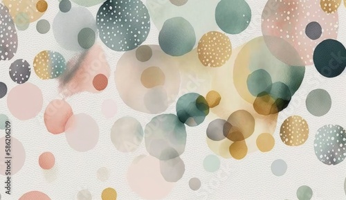 A seamless pattern featuring softly painted watercolor dots in various sizes, in a peaceful and dreamy color palette, Watercolor Dots Pattern, Abstract Art, watercolor pattern, Generate Ai © MstAsma