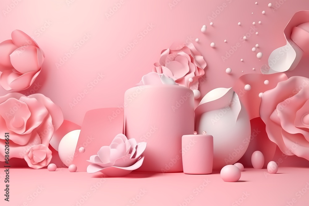 Womens Days Decoration, Beautiful Background with feminist and Minimalist style, Soft Color 3D Design. Generative AI Womens Days Decoration, Beautiful Background with feminist and Minimalist style, Soft Color 3D Design. Generative AI