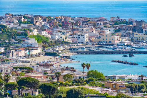 Panorama view of Italian city Forio at Ischia island