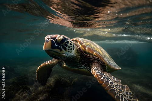 turtle swimming in the sea, Generative AI © Takeshi
