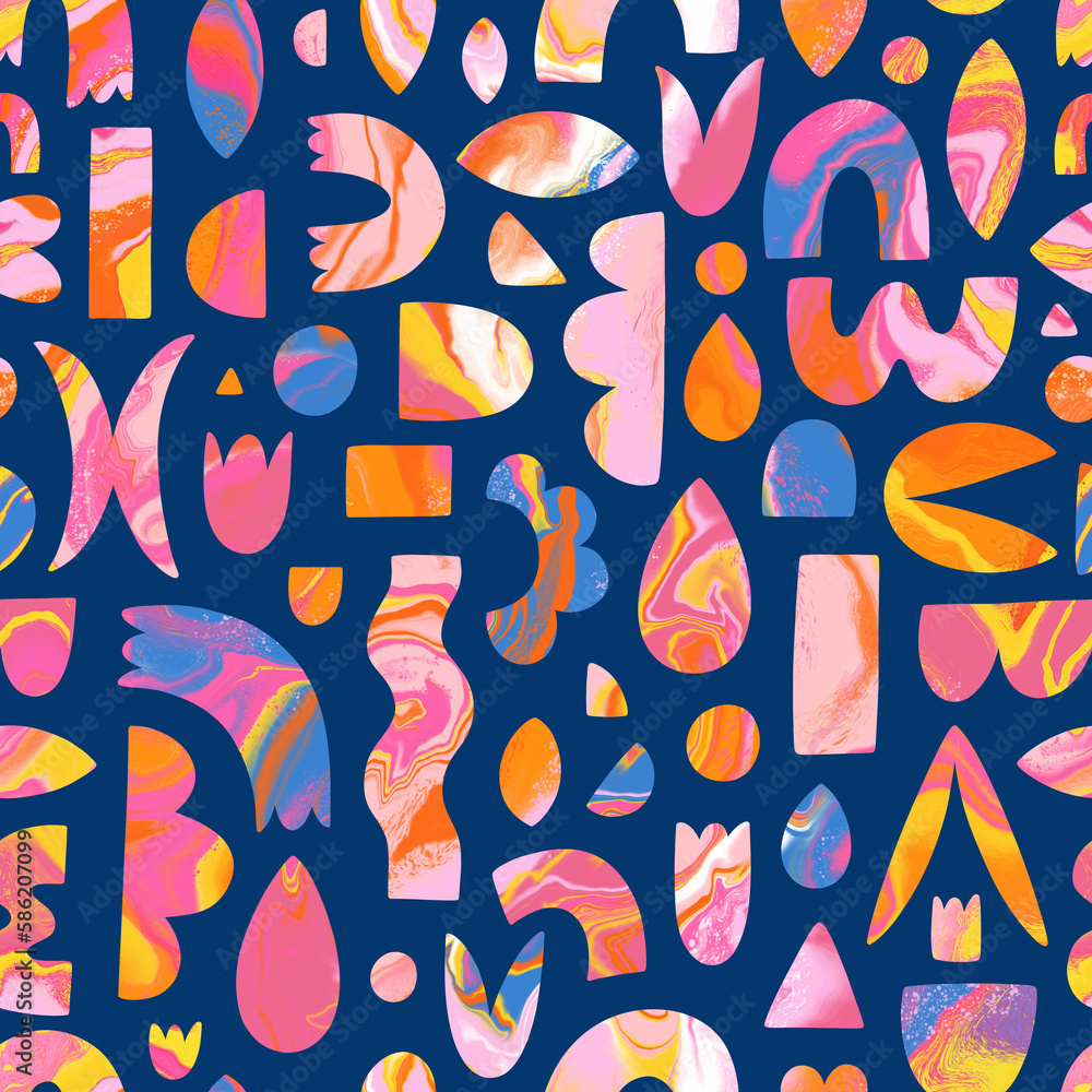 Obraz premium Fun inky abstract seamless pattern, illustration