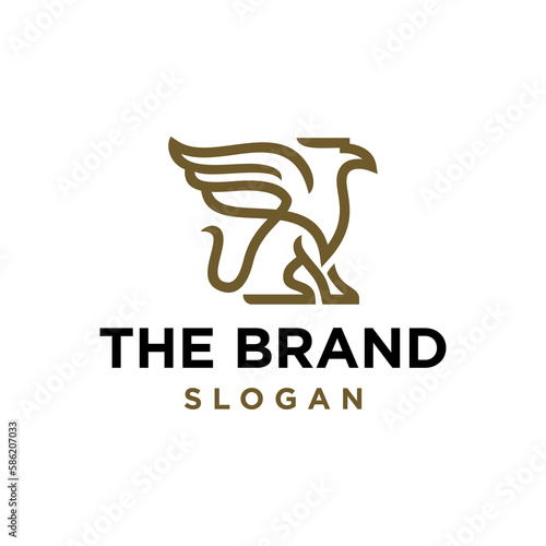simple griffin line icon logo vector design, modern gryphon logo pictogram design
