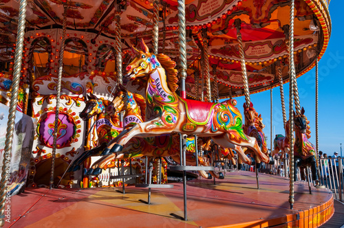 Horses on a fairground carousel © Alex Segre