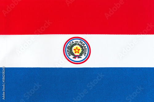 Print op canvas the national flag of Paraguay on a fabric basis close-up