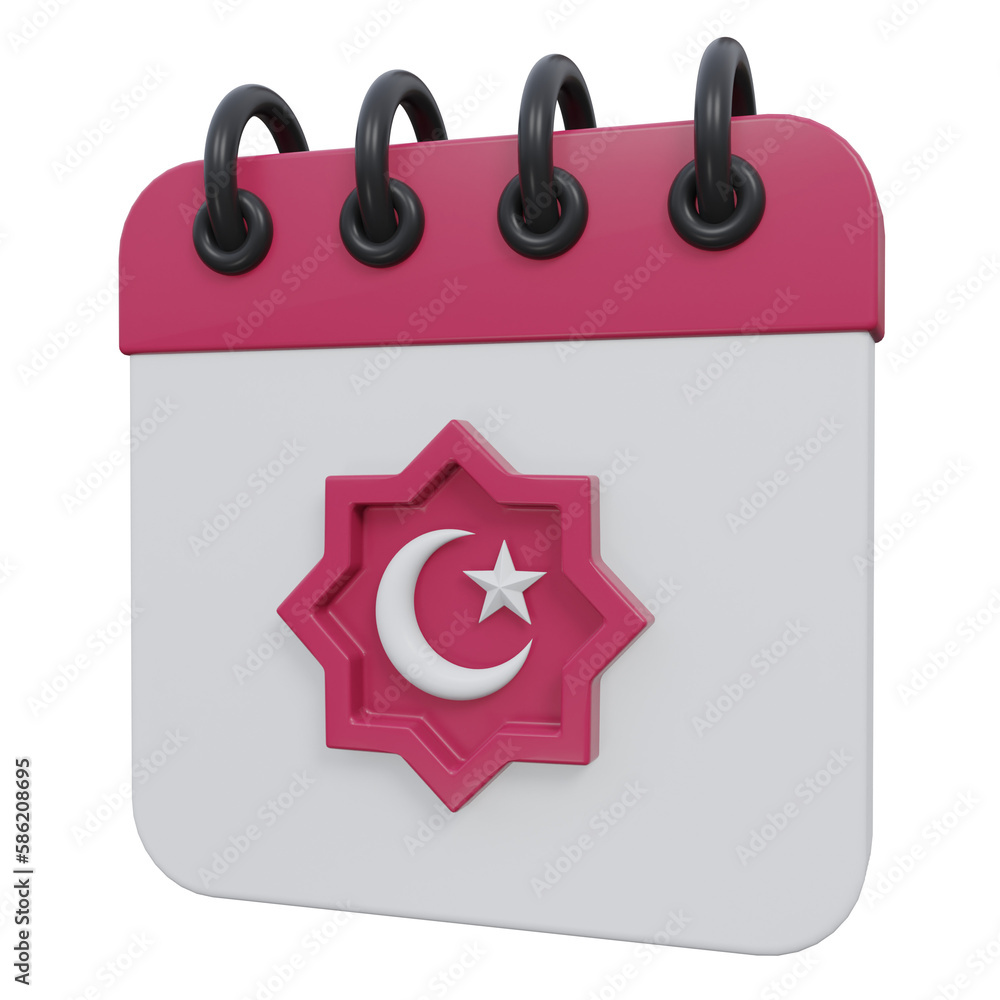 ramadan calendar 3d render icon illustration with transparent background