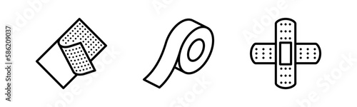 Patch icon set. Adhesive plaster, transdermal patch, nicotine patch icon.