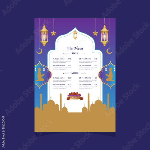 Ramadan flat food menu design template